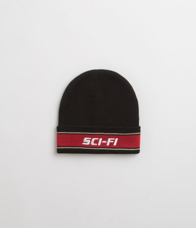 Sci-Fi Fantasy Striped Logo Beanie - Black