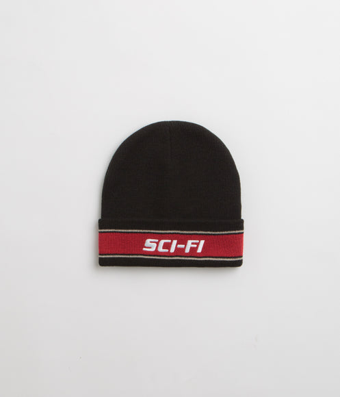 Sci-Fi Fantasy Striped Logo Beanie - Black