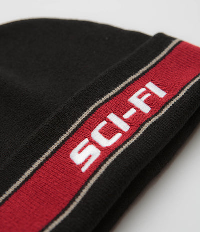 Sci-Fi Fantasy Striped Logo Beanie - Black