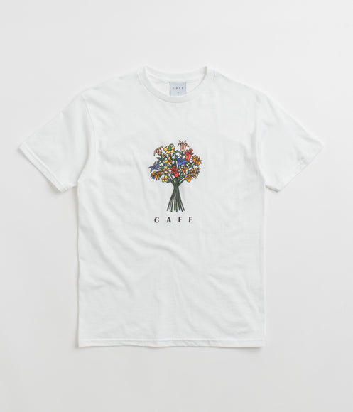 Skateboard Cafe Bouquet T-Shirt - White / White