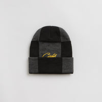 Skateboard Cafe Check Fold Beanie - Charcoal / Black / Gold thumbnail