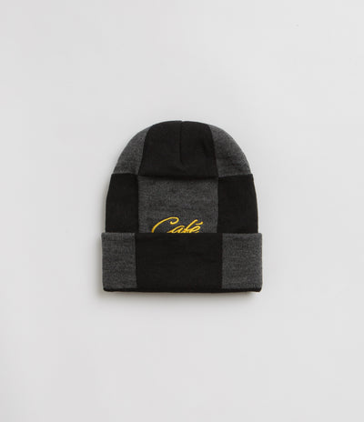 Skateboard Cafe Check Fold Beanie - Charcoal / Black / Gold