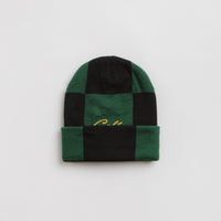 Skateboard Cafe Check Fold Beanie - Forest Green / Black / Gold thumbnail