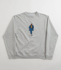 Skateboard Cafe Suit Embroidered Crewneck Sweatshirt - Heather Grey