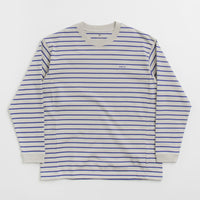 Snow Peak Border Long Sleeve T-Shirt - White / Blue thumbnail