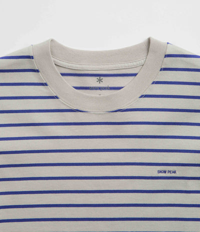 Snow Peak Border Long Sleeve T-Shirt - White / Blue