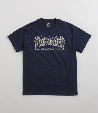 Thrasher Flame Logo T-Shirt - Navy / Black