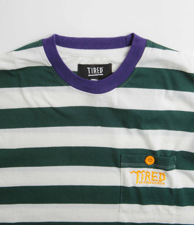 Tired Squiggly Logo Striped Pocket Long Sleeve T-Shirt - Purple / Forest