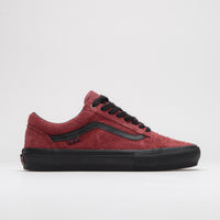 Vans Skate Old Skool Shoes - Hairy Suede Black / Burgundy thumbnail