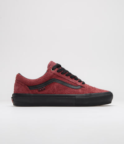 Vans Skate Old Skool Shoes - Hairy Suede Black / Burgundy