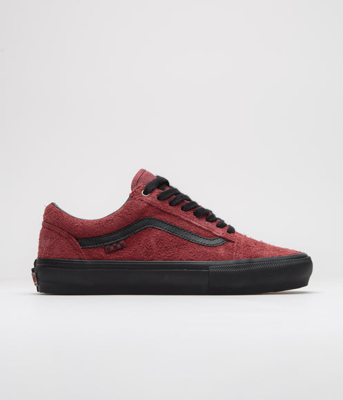 Vans Skate Old Skool Shoes - Hairy Suede Black / Burgundy