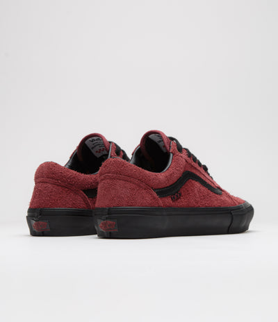 Vans Skate Old Skool Shoes - Hairy Suede Black / Burgundy