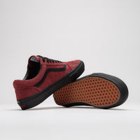 Vans Skate Old Skool Shoes - Hairy Suede Black / Burgundy thumbnail