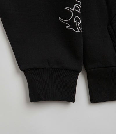 Welcome Barb Sleeve Embroidered Pigment-Dyed Hoodie - Black