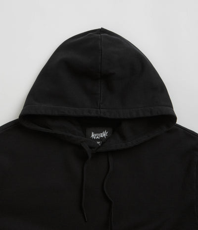 Welcome Barb Sleeve Embroidered Pigment-Dyed Hoodie - Black