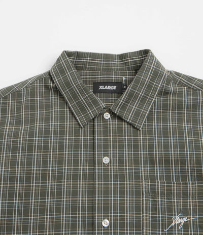 XLarge Embroidered Plaid Short Sleeve Shirt - Olive