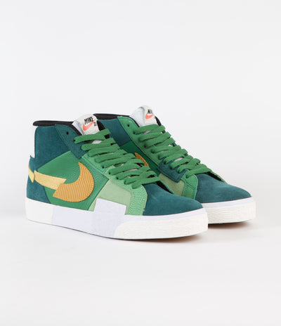 Nike SB Blazer Mid Mosaic Shoes - Aloe Verde / University Gold - Rainforest