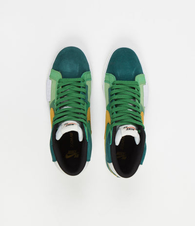 Nike SB Blazer Mid Mosaic Shoes - Aloe Verde / University Gold - Rainforest