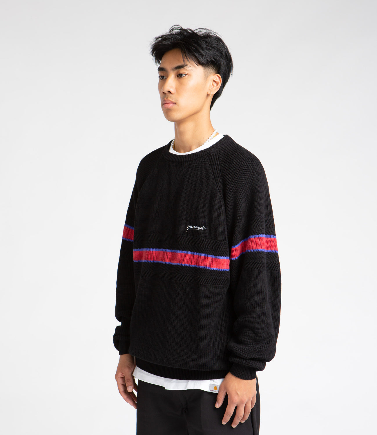 Yardsale Arrow Knitted Crewneck Sweatshirt - Black / Red | Flatspot
