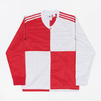 Adidas Checkered Club Long Sleeve Jersey - Vivid Red / Dash Grey thumbnail