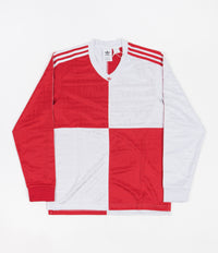 Adidas Checkered Club Long Sleeve Jersey - Vivid Red / Dash Grey