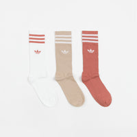 Adidas Crew Socks (3 Pair) - White / Beige / Multi thumbnail