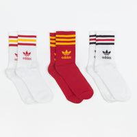 Adidas Mid Cut Crew Socks (3 Pair) - White / White / Team Power Red thumbnail