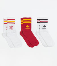 Adidas Mid Cut Crew Socks (3 Pair) - White / White / Team Power Red