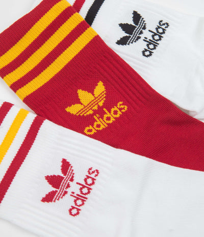 Adidas Mid Cut Crew Socks (3 Pair) - White / White / Team Power Red