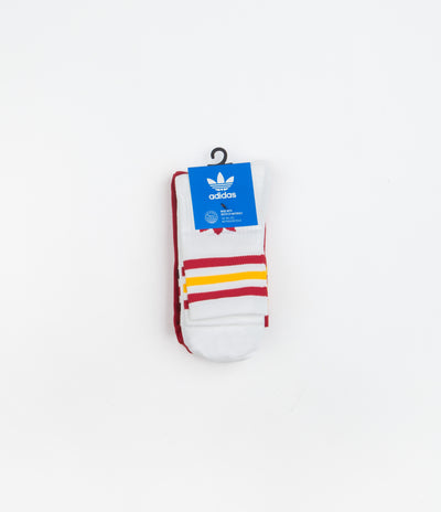 Adidas Mid Cut Crew Socks (3 Pair) - White / White / Team Power Red