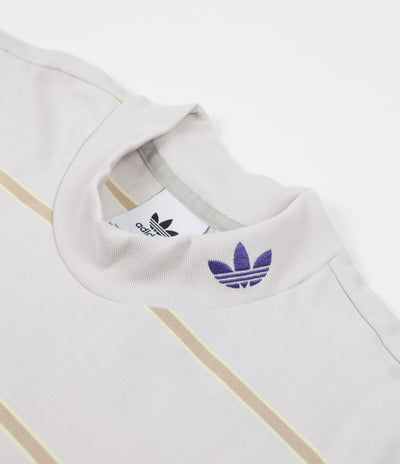 Adidas Mock Eye Yarn Dyed T-Shirt - Grey One / Mesa / Yellow Tint