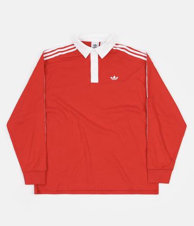 Adidas Solid Rugby Shirt - Vivid Red / White