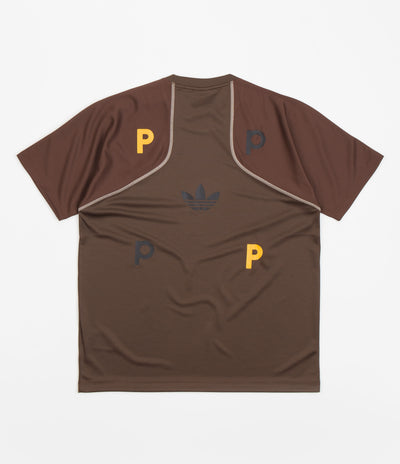 Adidas x Pop Trading Company Tech T-Shirt - Deepest Earth / Auburn / Clay Brown