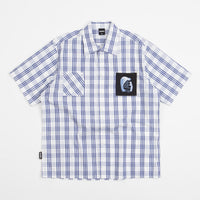 Baglady Bastards Plaid Short Sleeve Shirt - White / Blue thumbnail