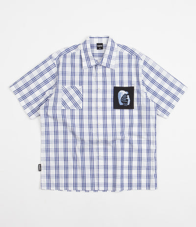 Baglady Bastards Plaid Short Sleeve Shirt - White / Blue