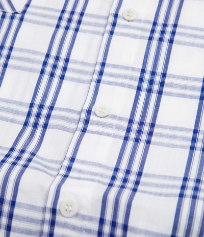 Baglady Bastards Plaid Short Sleeve Shirt - White / Blue