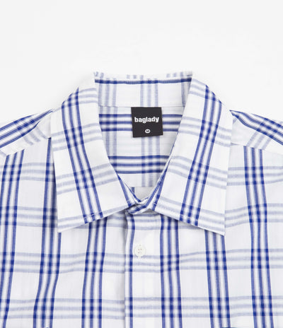 Baglady Bastards Plaid Short Sleeve Shirt - White / Blue