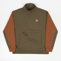 Brixton Alton 1/4 Zip Mock Neck Fleece - Military Olive / Caramel thumbnail