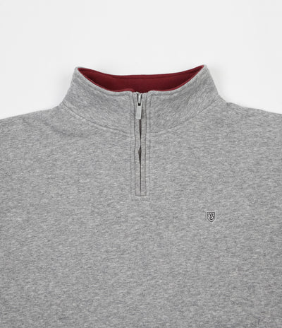 Brixton B-Shield II Intl 1/2 Zip Sweatshirt - Heather Grey / Burgundy