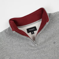 Brixton B-Shield II Intl 1/2 Zip Sweatshirt - Heather Grey / Burgundy thumbnail