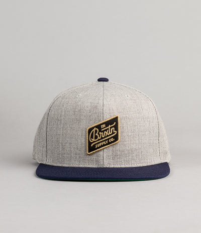 Brixton Bedford Snapback Cap - Light Heather Grey / Navy