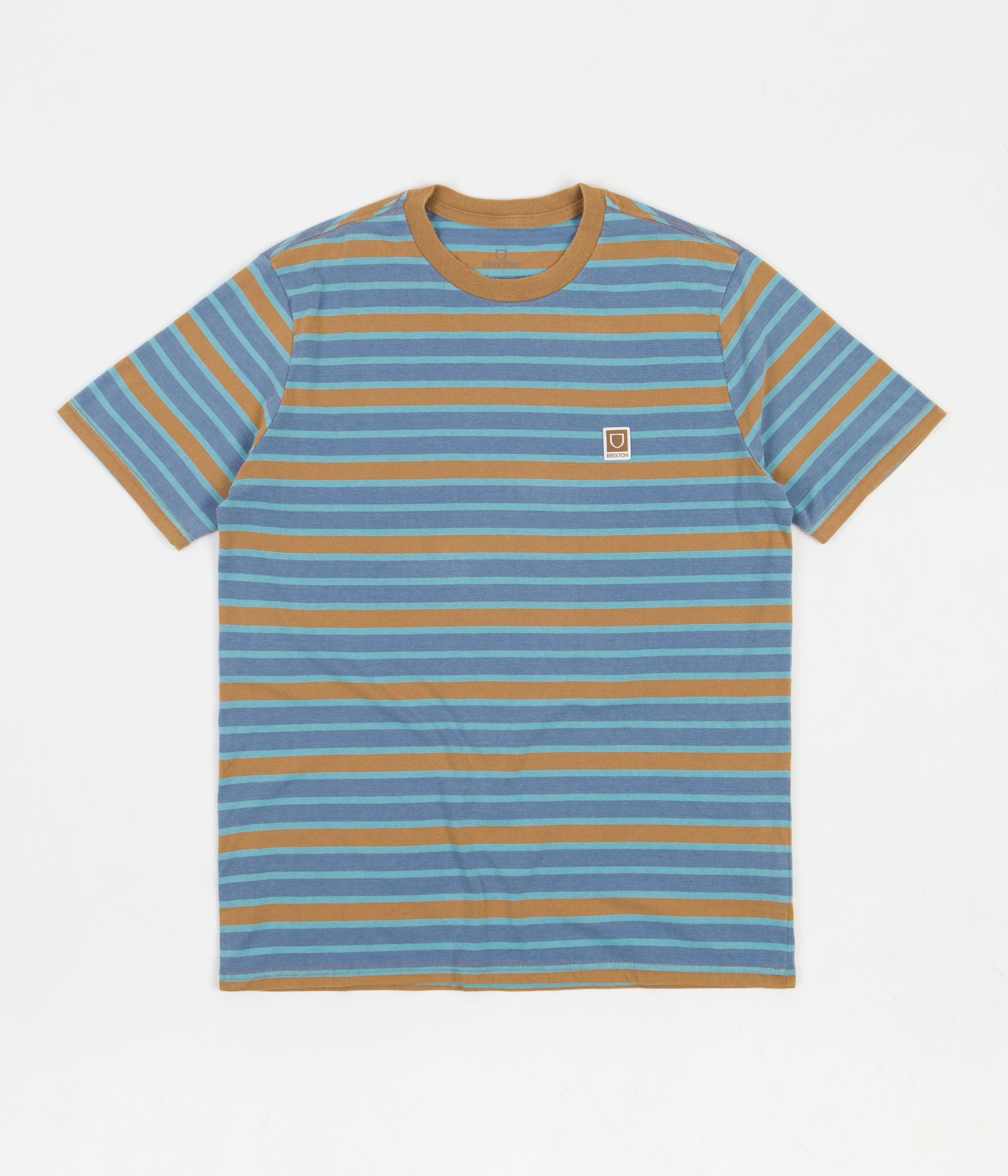 Brixton Hilt Multi Stripe T-Shirt - Slate Blue / Lion Sun Wash | Flatspot