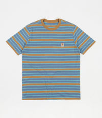 Brixton Hilt Multi Stripe T-Shirt - Slate Blue / Lion Sun Wash