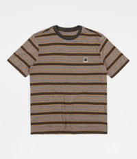 Brixton Hilt Multi Stripe T-Shirt - Washed Black / Heather Grey Sun