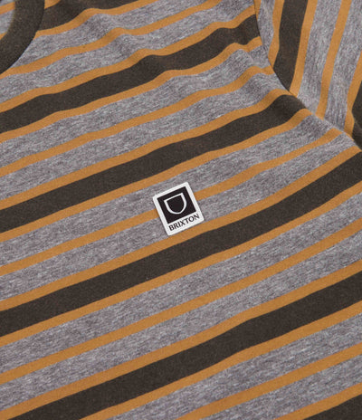 Brixton Hilt Multi Stripe T-Shirt - Washed Black / Heather Grey Sun