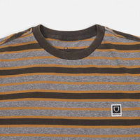 Brixton Hilt Multi Stripe T-Shirt - Washed Black / Heather Grey Sun thumbnail