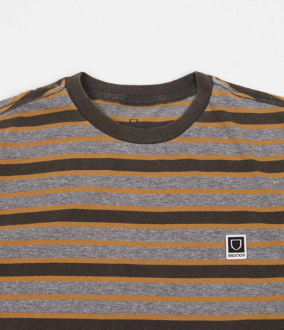 Brixton Hilt Multi Stripe T-Shirt - Washed Black / Heather Grey Sun