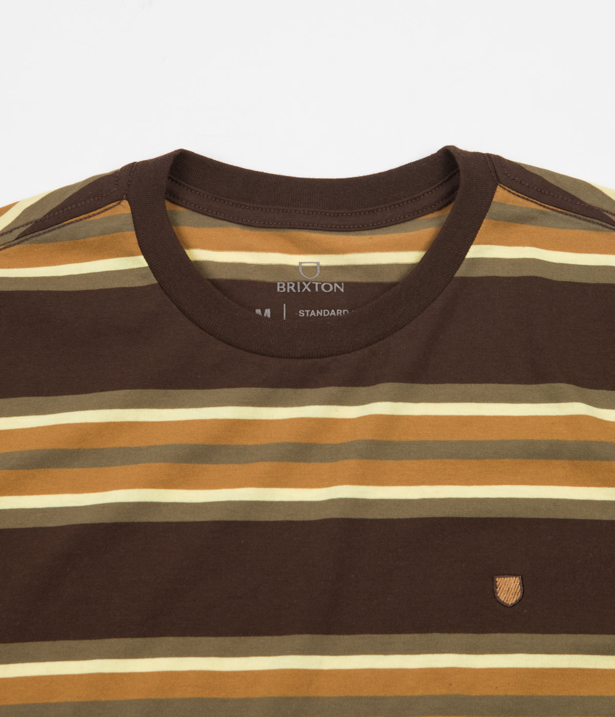 Brixton Hilt Shield Knit T-Shirt - Deep Brown / Medal Bronze / Milita ...