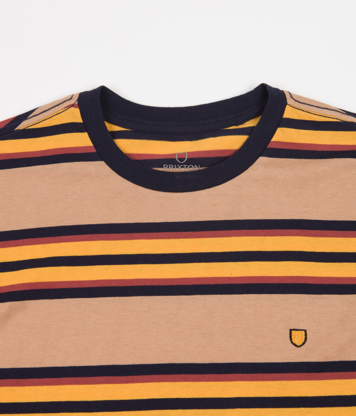 Brixton Hilt Shield Knit T-Shirt - Tan / Golden Glow / Navy | Flatspot