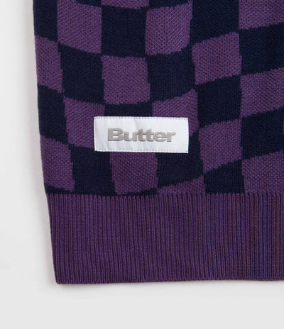 Butter Goods Checker Knitted Vest - Navy / Indigo